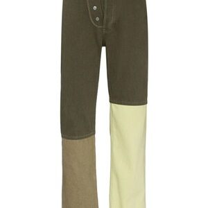 Ganni Olive Green Button-Up Pants